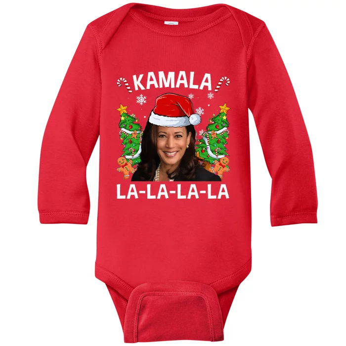 Kamala Harris 2024 Christmas Comma La Baby Long Sleeve Bodysuit