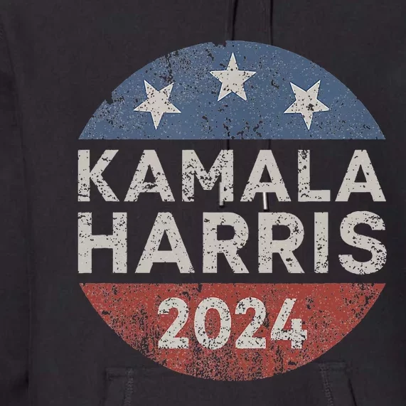 Kamala Harris 2024 For President Retro Button Election Premium Hoodie