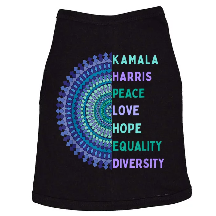 Kamala Harris 2024. Peace Love Hope Equality Diversity Doggie Tank