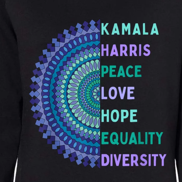 Kamala Harris 2024. Peace Love Hope Equality Diversity Womens California Wash Sweatshirt