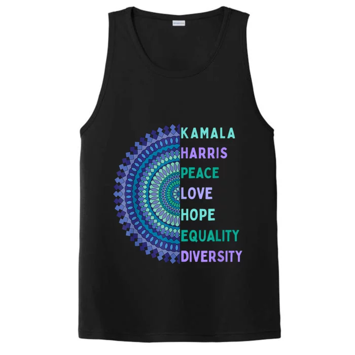 Kamala Harris 2024. Peace Love Hope Equality Diversity Performance Tank