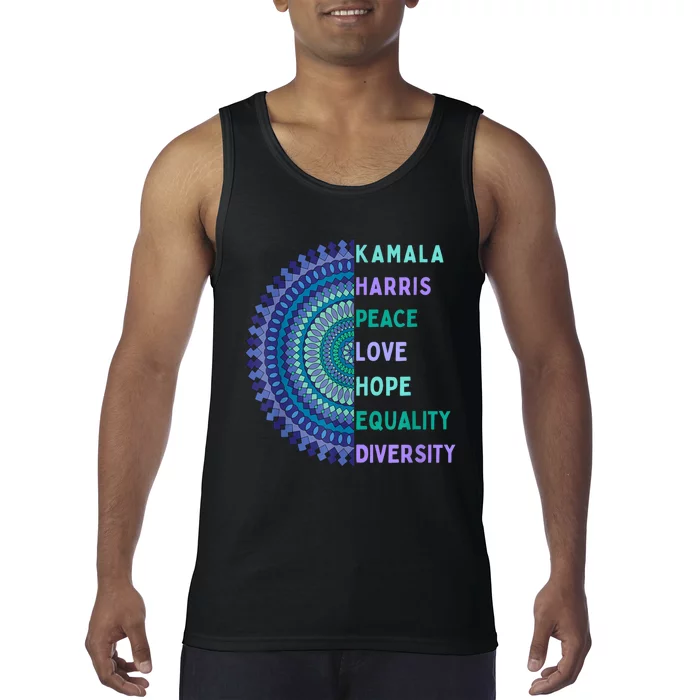 Kamala Harris 2024. Peace Love Hope Equality Diversity Tank Top