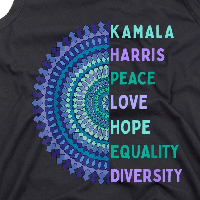 Kamala Harris 2024. Peace Love Hope Equality Diversity Tank Top