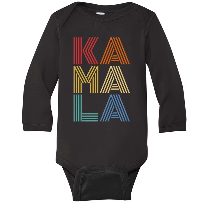 Kamala Harris 2024 Vintage Retro Style Baby Long Sleeve Bodysuit