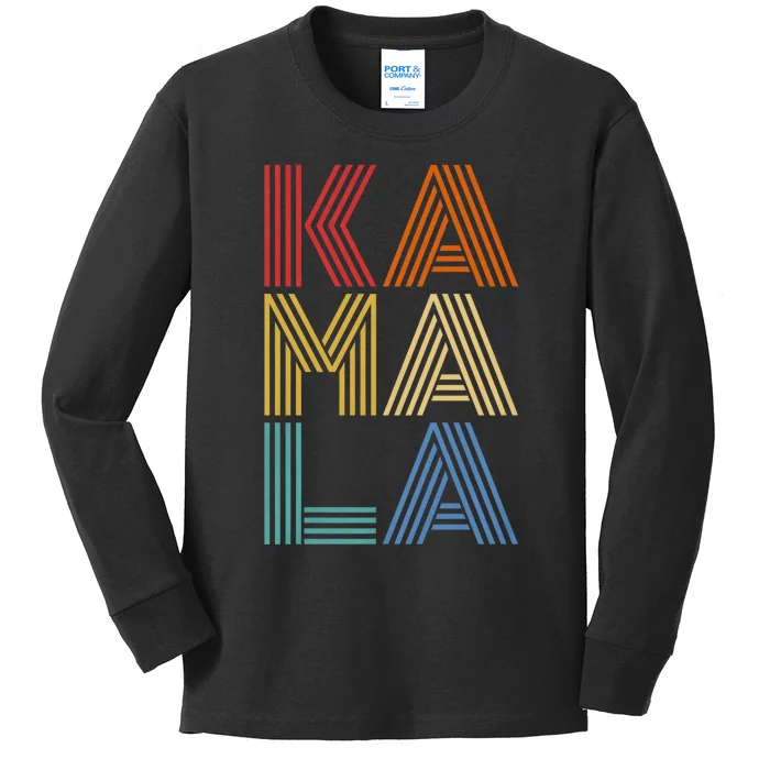 Kamala Harris 2024 Vintage Retro Style Kids Long Sleeve Shirt