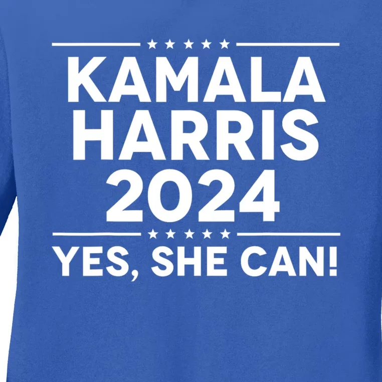 Kamala Harris 2024 Yes She Can Ladies Long Sleeve Shirt