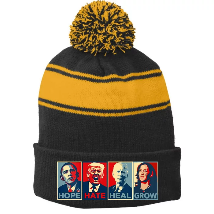 Kamala Harris 2024 Support Stripe Pom Pom Beanie