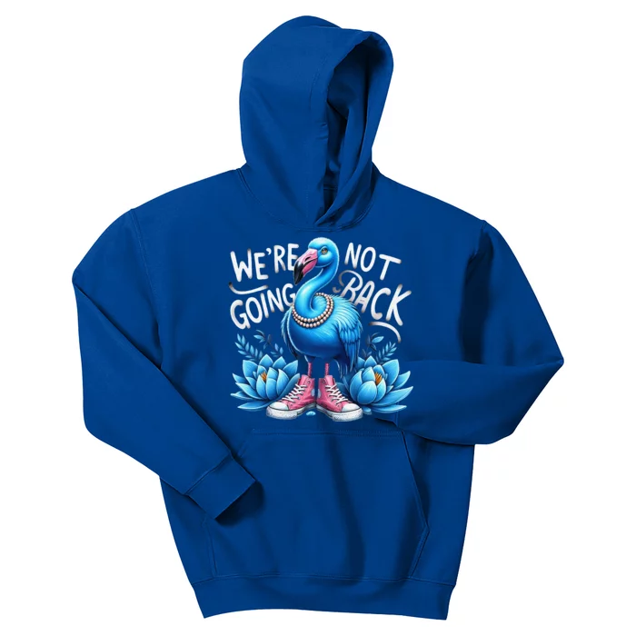 Kamala Harris 2024 Vintage Flamingo Were Not Going Back Kids Hoodie