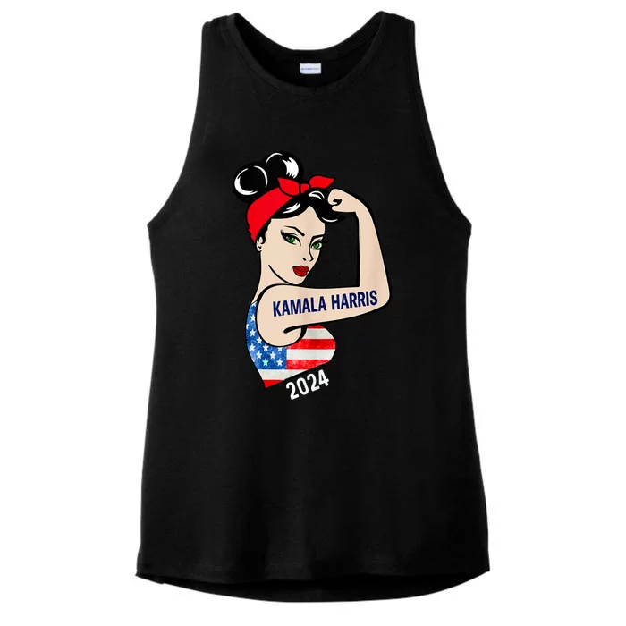 Kamala Harris 2024 President America Election Vote Women Ladies Tri-Blend Wicking Tank