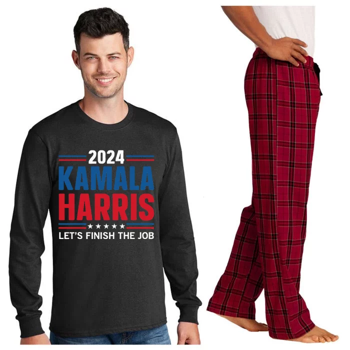 Kamala Harris 2024 LetS Finish The Job Long Sleeve Pajama Set