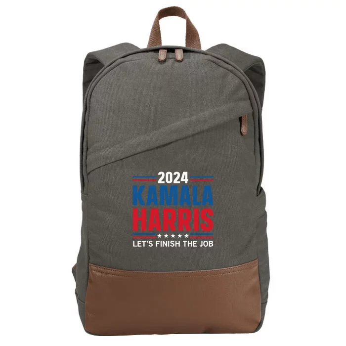 Kamala Harris 2024 LetS Finish The Job Cotton Canvas Backpack