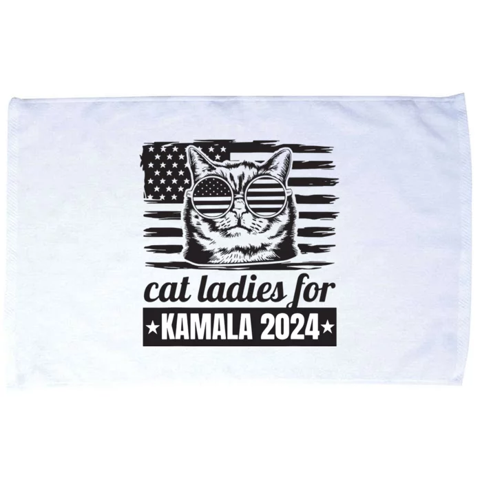 Kamala Harris 2024 Cat Lady Voting Cats Feminine Funny Women Microfiber Hand Towel