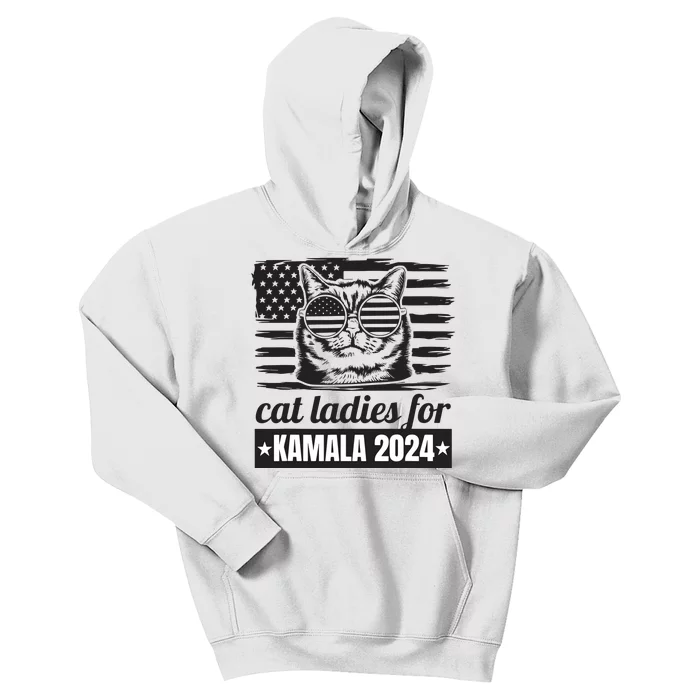 Kamala Harris 2024 Cat Lady Voting Cats Feminine Funny Women Kids Hoodie