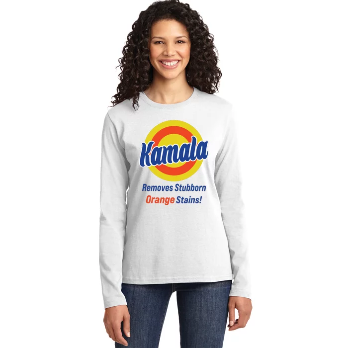 Kamala Harris 2024 Removes Stubborn Orange Stains Ladies Long Sleeve Shirt