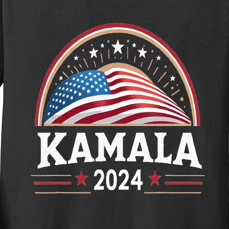 Kamala Harris 2024 For President Campaign Kids Long Sleeve Shirt