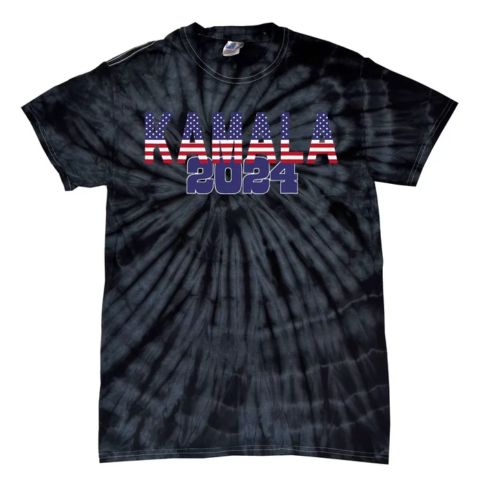 Kamala Harris 2024 President Red White Blue Flag America Tie-Dye T-Shirt