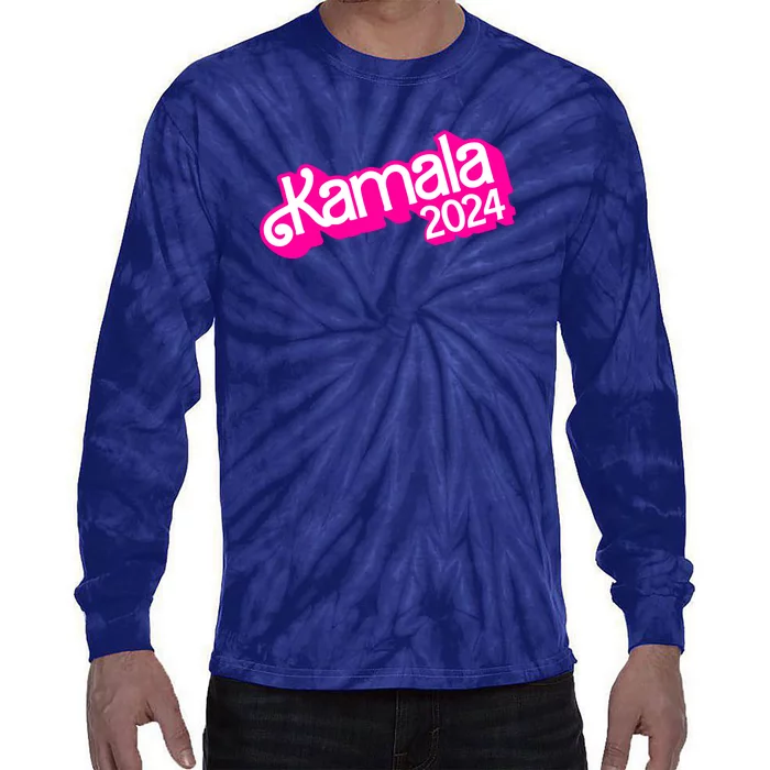 Kamala Harris 2024 Neon Fuchsia Doll Logo Tie-Dye Long Sleeve Shirt