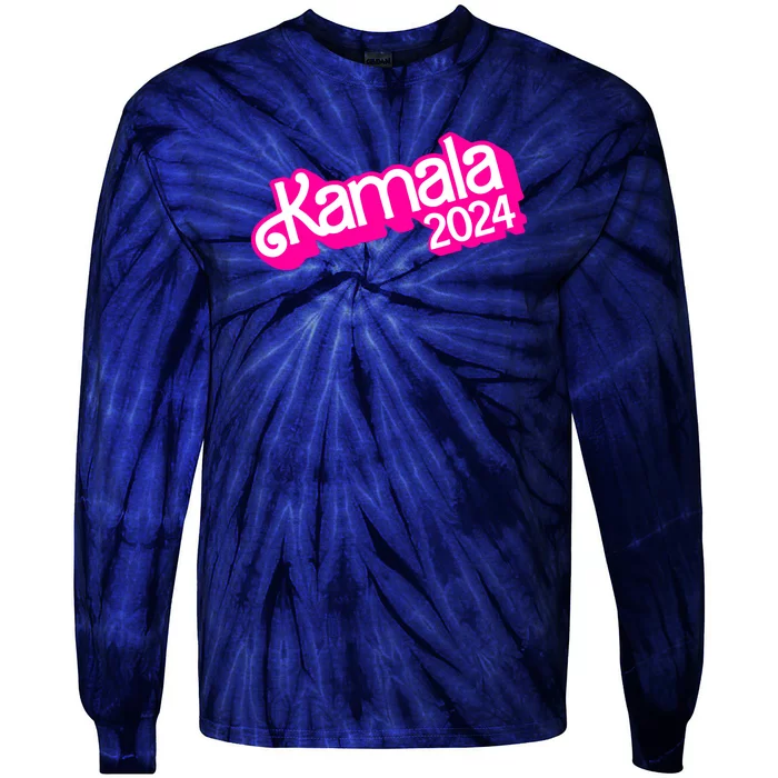 Kamala Harris 2024 Neon Fuchsia Doll Logo Tie-Dye Long Sleeve Shirt