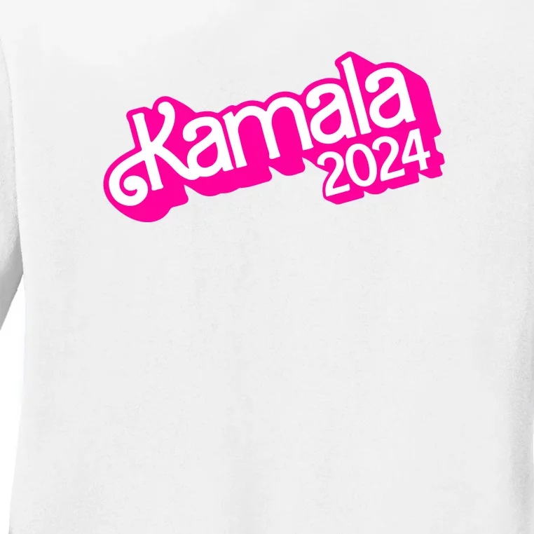 Kamala Harris 2024 Neon Fuchsia Doll Logo Ladies Long Sleeve Shirt