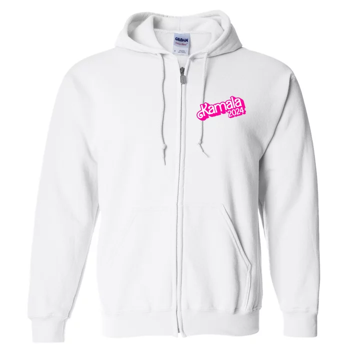 Kamala Harris 2024 Neon Fuchsia Doll Logo Full Zip Hoodie