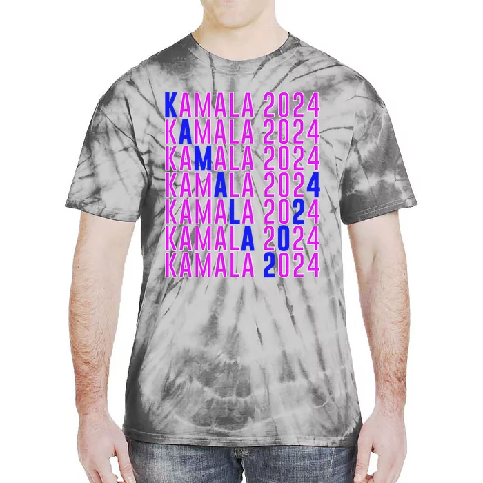 Kamala Harris 2024 Vote Democratic President Text Repeating Tie-Dye T-Shirt