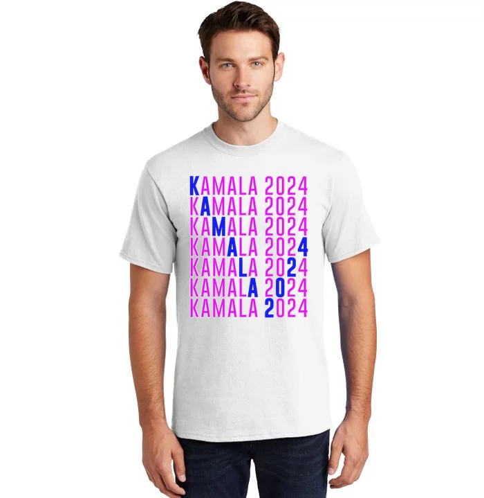 Kamala Harris 2024 Vote Democratic President Text Repeating Tall T-Shirt