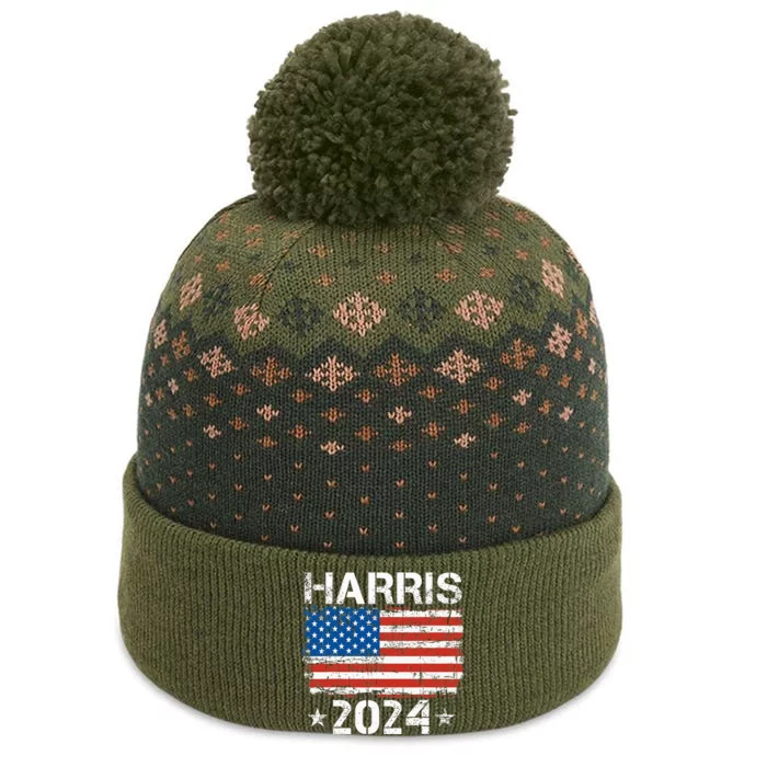 Kamala Harris 2024 American Flag Patriotic Vintage The Baniff Cuffed Pom Beanie