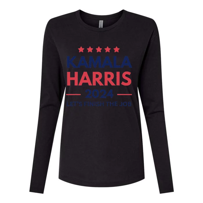 Kamala Harris 2024 LetS Finish The Job Madam President Womens Cotton Relaxed Long Sleeve T-Shirt