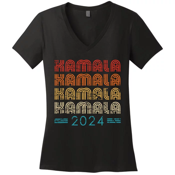 Kamala Harris 2024 Retro Vintage Election President 2024 Women's V-Neck T-Shirt