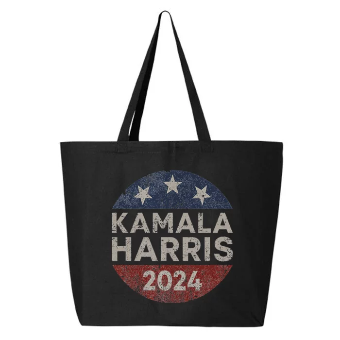 Kamala Harris 2024 For President Retro Button Election 25L Jumbo Tote