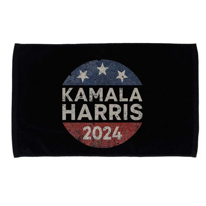 Kamala Harris 2024 For President Retro Button Election Microfiber Hand Towel