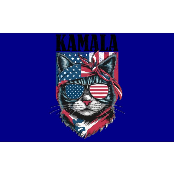 Kamala Harris 2024 Cat Lover With Sunglasses American Flag Gift Bumper Sticker