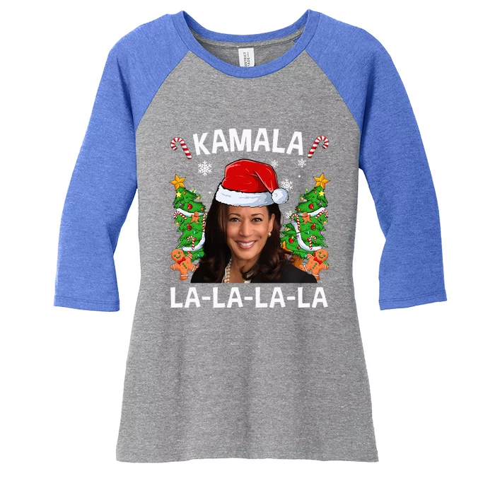 Kamala Harris 2024 Christmas Comma La Women Xmas Women's Tri-Blend 3/4-Sleeve Raglan Shirt