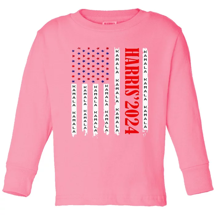 Kamala Harris 2024 For President Election Campaign Toddler Long Sleeve Shirt