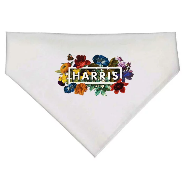 Kamala Harris 2024 Vintage Floral Women Harris President USA-Made Doggie Bandana