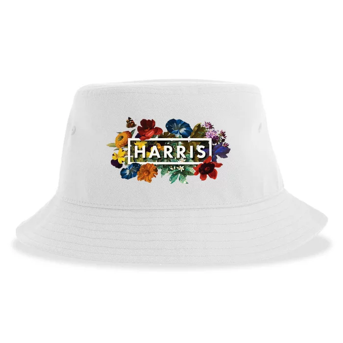 Kamala Harris 2024 Vintage Floral Women Harris President Sustainable Bucket Hat