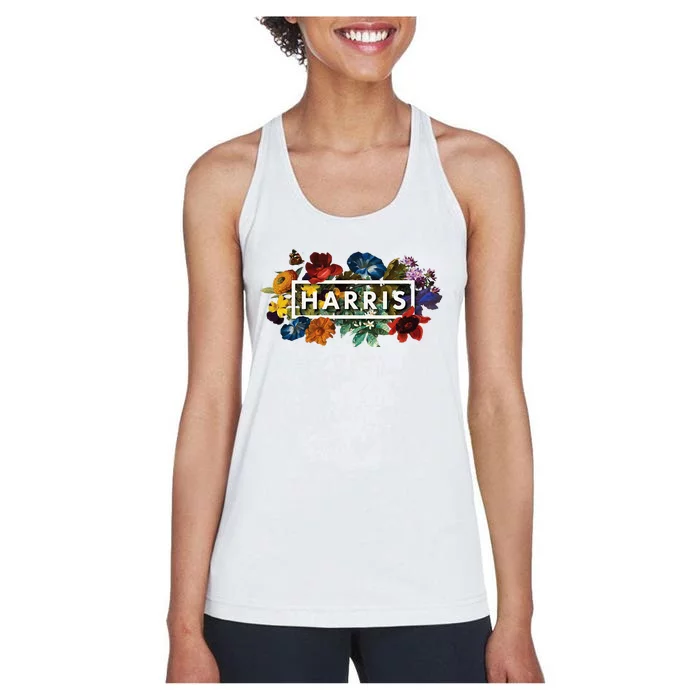 Kamala Harris 2024 Vintage Floral Women Harris President Women's Racerback Tank