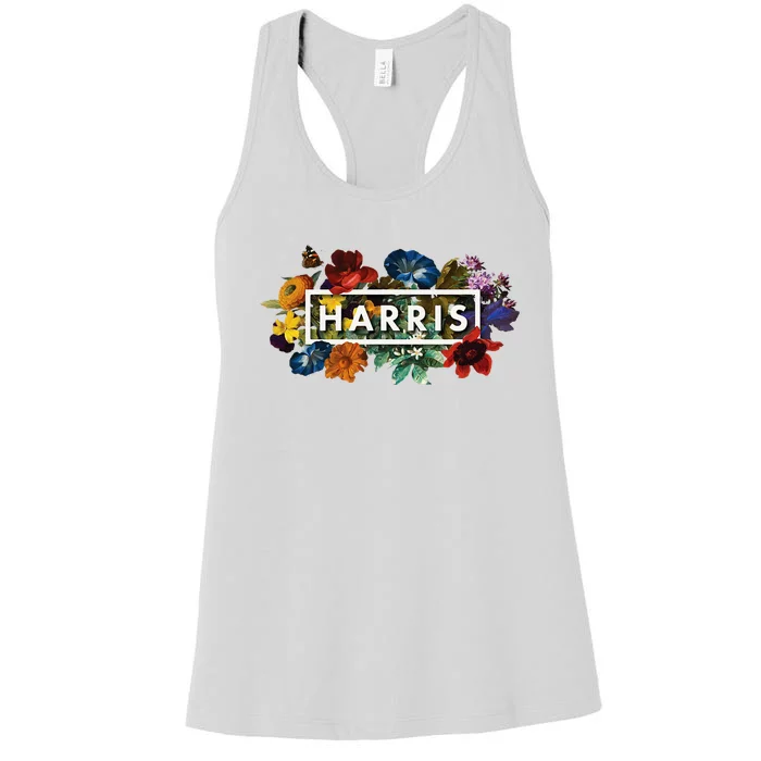 Kamala Harris 2024 Vintage Floral Women Harris President Women's Racerback Tank