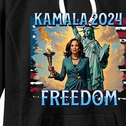 Kamala Harris 2024 For President Campaign Lady Liberty Torch Women's Fleece Hoodie