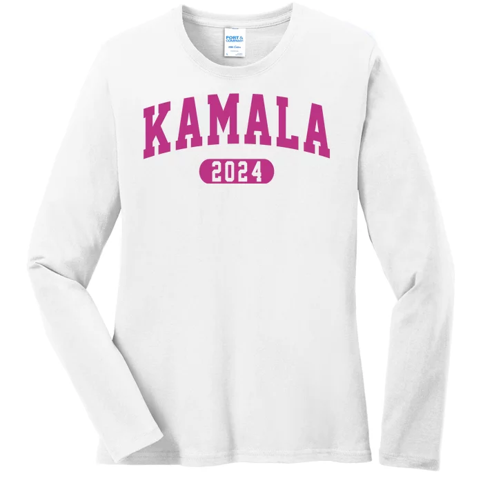 Kamala Harris 2024 President Varsity Print Ladies Long Sleeve Shirt