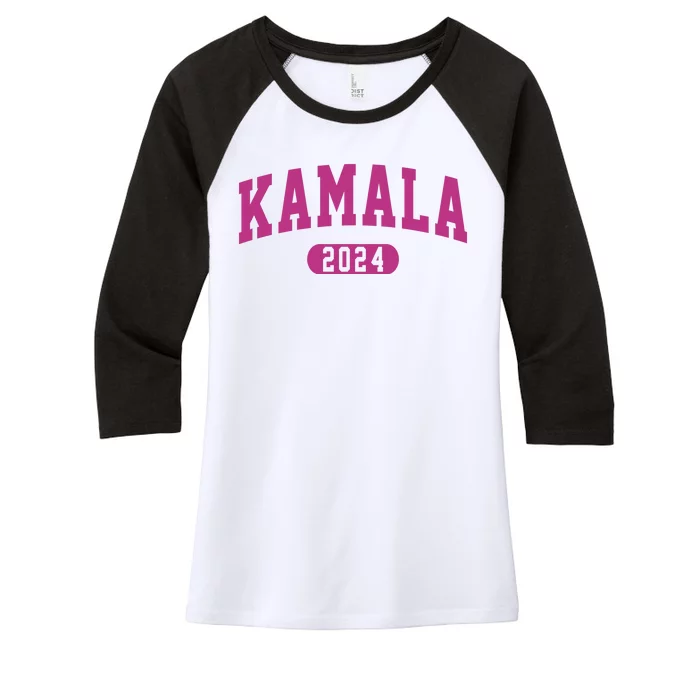 Kamala Harris 2024 President Varsity Print Women's Tri-Blend 3/4-Sleeve Raglan Shirt