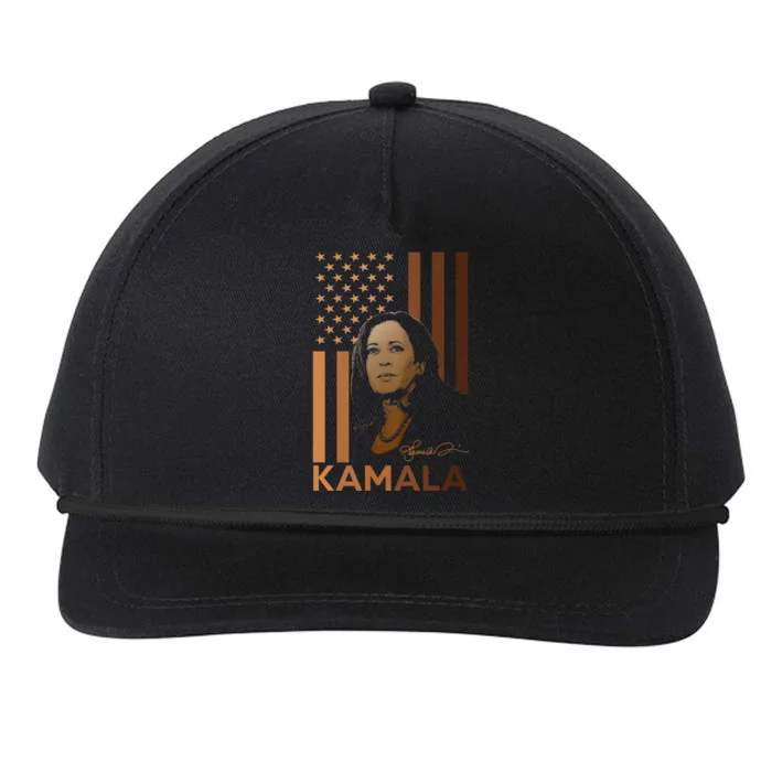 Kamala Harris 2024 American Flag Madam President Melanin Great Gift Snapback Five-Panel Rope Hat