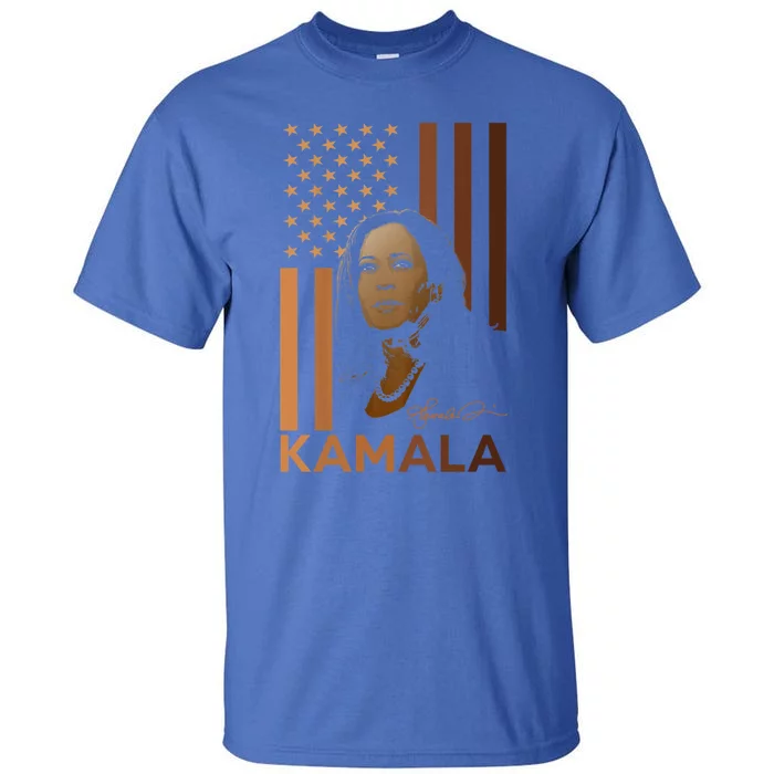 Kamala Harris 2024 American Flag Madam President Melanin Great Gift Tall T-Shirt