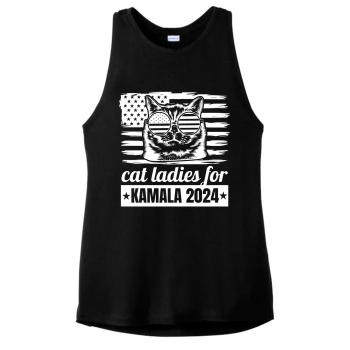 Kamala Harris 2024 Cat Lady Voting Cats Feminine Funny Women Ladies Tri-Blend Wicking Tank