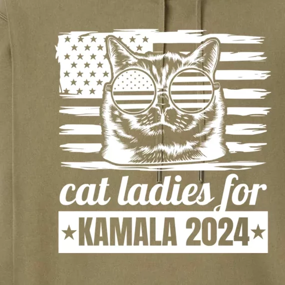 Kamala Harris 2024 Cat Lady Voting Cats Feminine Funny Women Premium Hoodie