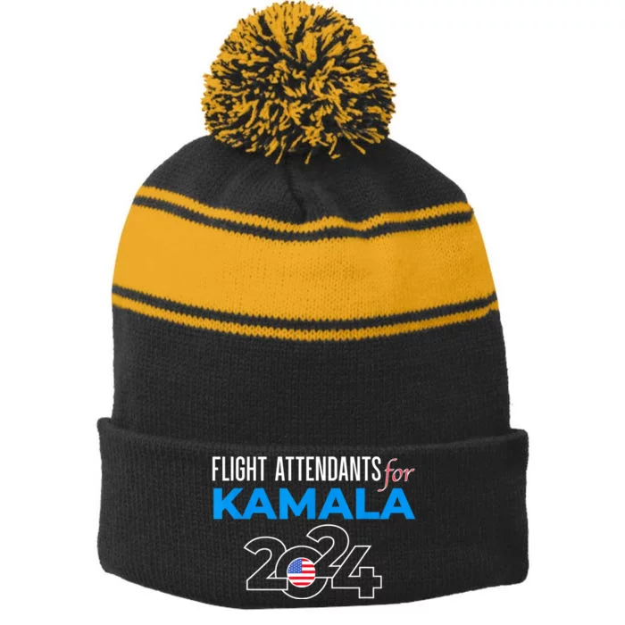 Kamala Harris 2024 For President Stripe Pom Pom Beanie