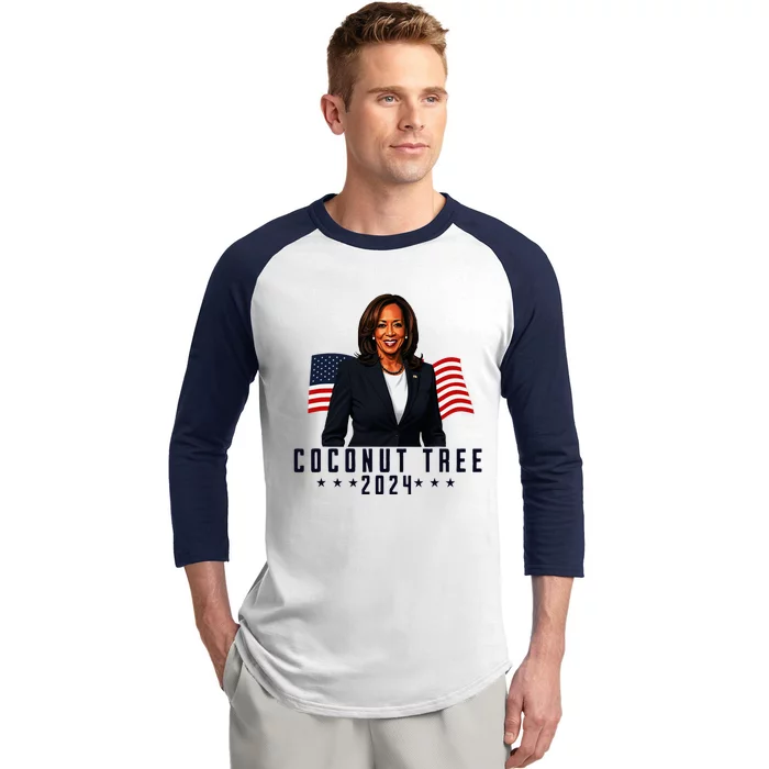 Kamala Harris 2024 Coconut Tree 2024 Vote Elect Kamala 2024 Baseball Sleeve Shirt