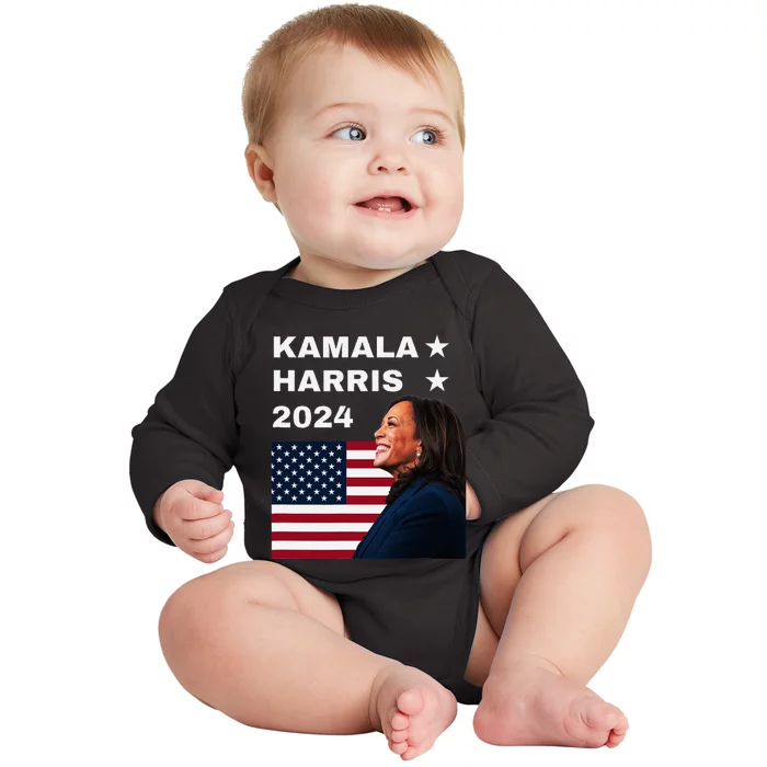 Kamala Harris 2024 Kamala For President Baby Long Sleeve Bodysuit