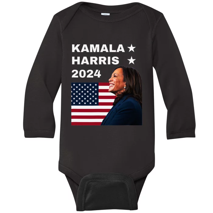 Kamala Harris 2024 Kamala For President Baby Long Sleeve Bodysuit