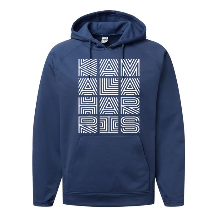 Kamala Harris 2024 Quilted Geometry Lettering Performance Fleece Hoodie